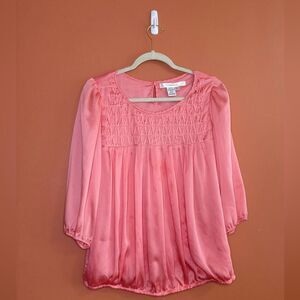 Iridescent Cinch Flowy Blouse in Pearl Peach Womens Size L